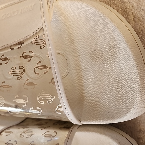Jimmy Choo Womens White Slide Sandals With Clear Gold JCs Size 9 Preowned - Picture 4 of 12